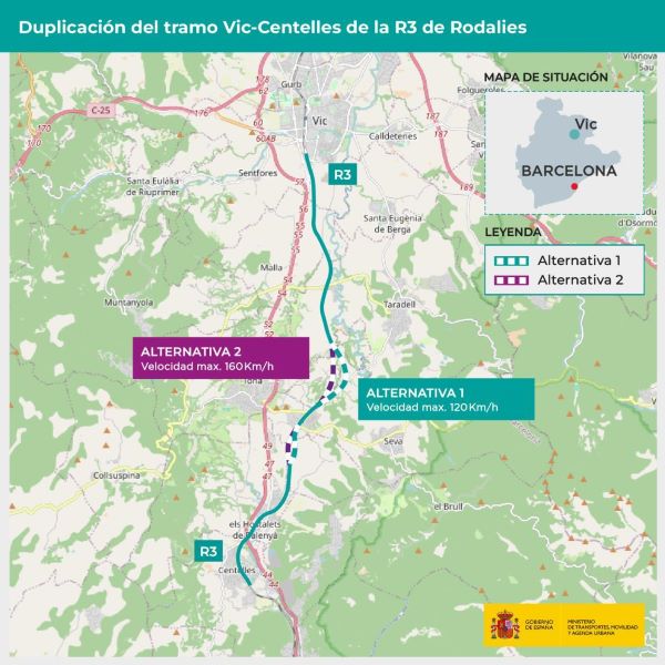 A informacin pblica el estudio informativo para duplicar el tramo Vic-Centelles de cercanas de Catalua