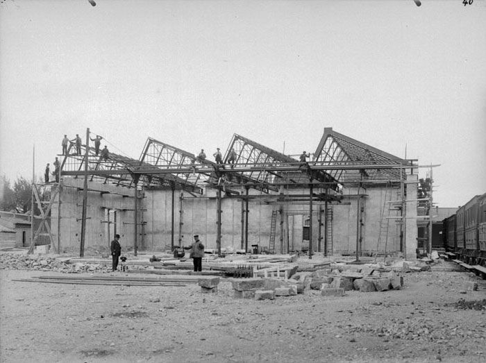 Depsito de Aranjuez en construccin EN 1923. Lnea Madrid-Alicante de MZA. Foto Archivo Histrico Ferroviario