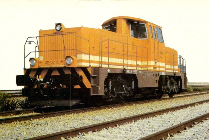 Primera de las locomotoras de maniobras MABI, serie 311, que se entreg a Renfe en 1990.