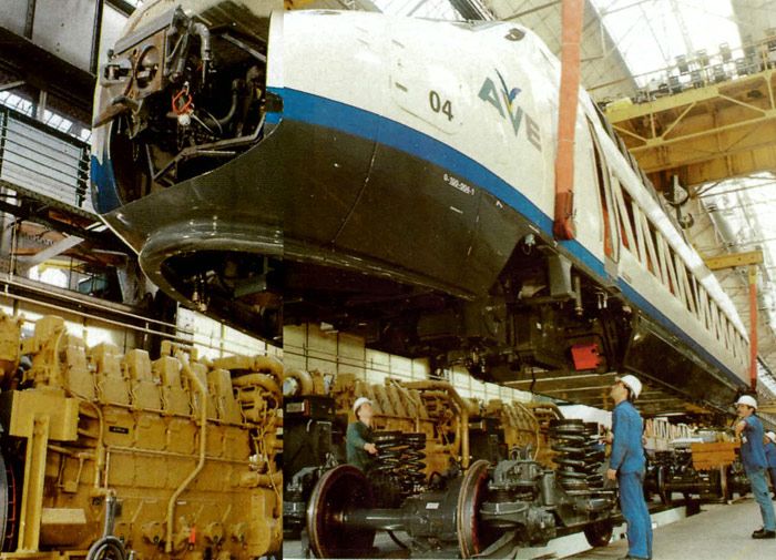 Presentacin oficial de los dos primeros trenes AVE en la factora de Alstom de la localidad francesa de Belfort en octubre de 1991.
